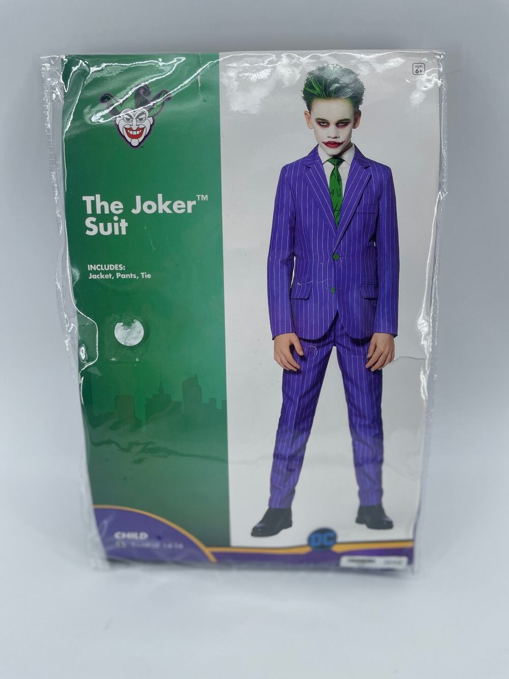 Spirit Halloween The Joker Suit DC Child X-Large 14-16 XL Purple/Green